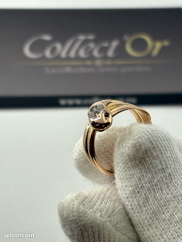 Bague Serpent avec Diamant Or rose 18K T53-54