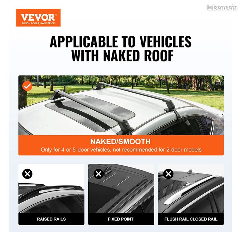 Barres De Toit Transversales Menabo - Compatible Avec Seat Leon III 2012-2020 - Galerie De Toit - Porte-Bagages Porte-vélos De Toit - Pièce De Toit En Acier 2X - Capacité De Charge 50 Kg