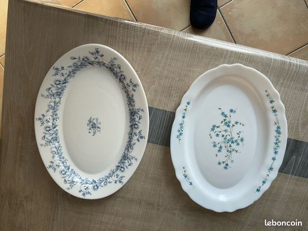 Set de 3 plats creux ovale plat décor marguerites Arcopal france vintage