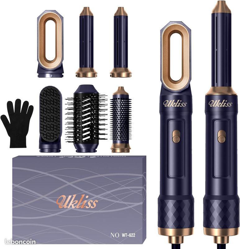 Brosse Soufflante set 6 in 1, UKLISS Air styler avec 6 Accessoires fer a Boucler, Seche Cheveux,Brosse Lissante Cheveux, Brosse Soufflante,pour Sécher, Boucler, Lisser, Donner du Volume et Coiffer (image 1)