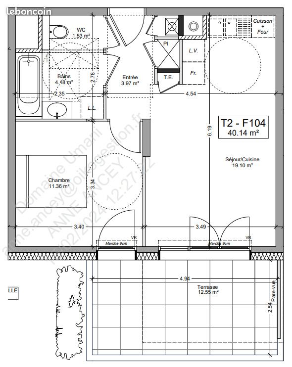 Appartement 2 pièces 40 m² · à Bossey · 40 m² · 1 232 €/mois