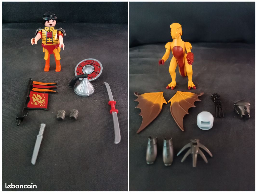 Lots De Personnages Playmobil – Chevaliers Ailés (Dragons Vs Chauves-Souris) Rare