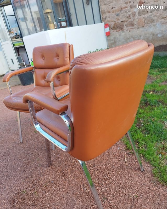 Fauteuil design cuir 1980 (image 3)