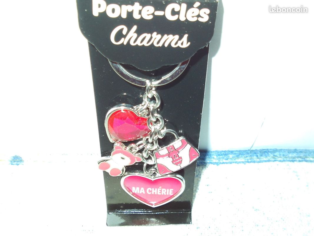 Porte-clés Cœur Couronne Strass Popfizzy - Breloque Bling Rouge, Neuf Avec étiquettes