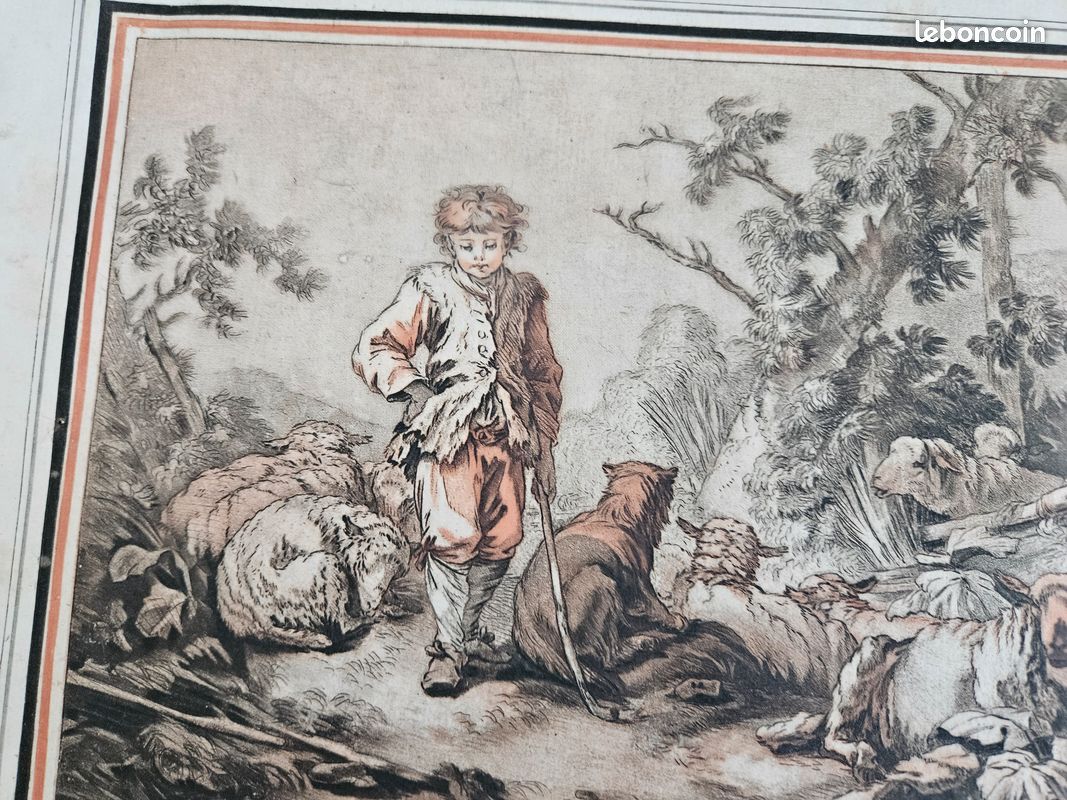 Gravure Signée "La Main Chaude" Scène Galante - Reproduction Grand Format, Bon état, France