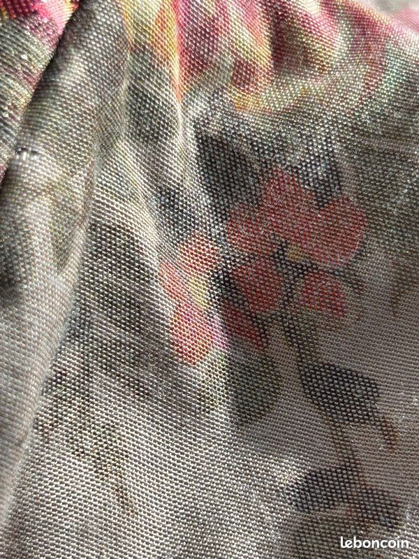 Casquette gavroche fleurie vintage T.53 – strass – rose bordeaux (image 18)