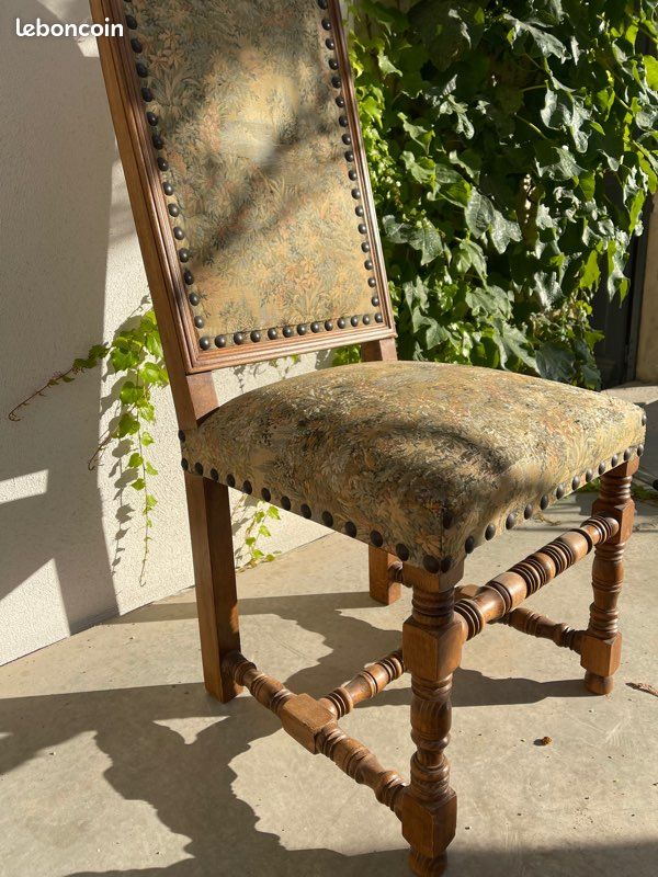 4 chaises louis XIII en chêne (image 3)