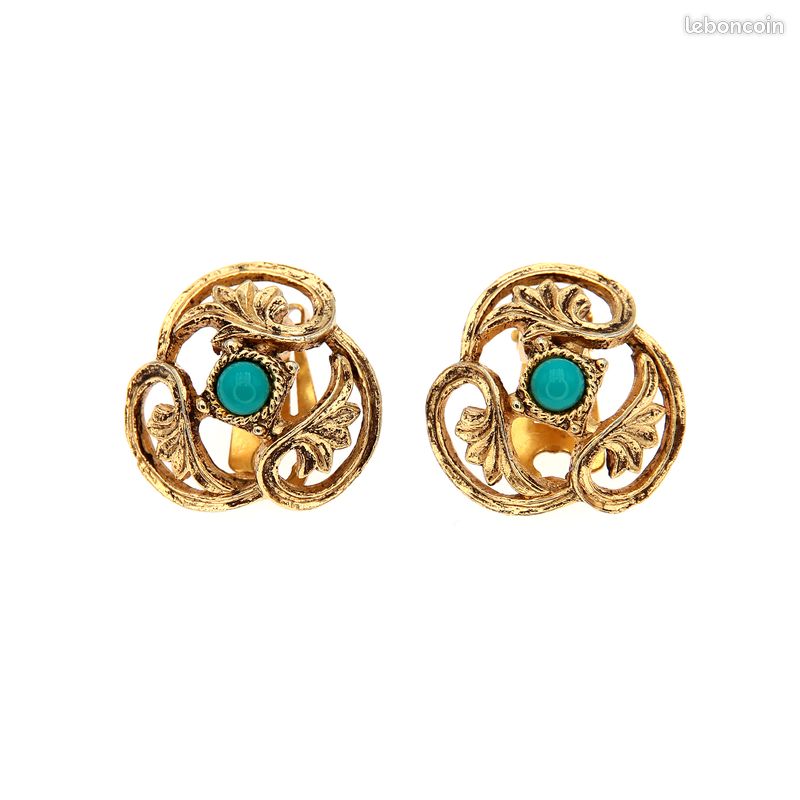Boucles D'oreilles Clips Vintage Orena Années 80-90 - Perles Et Doré, Neuf Sans Emballage