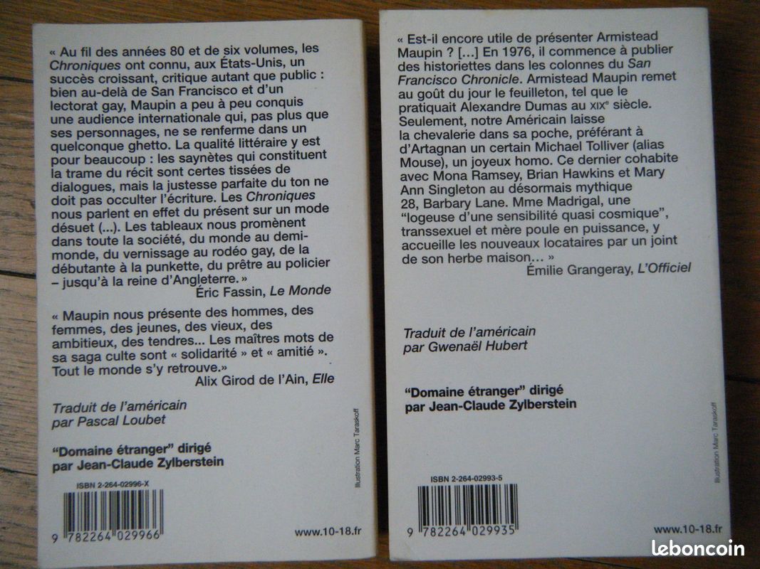 2 livres Armistead Maupin:nouvelles chroniques de San Francisco chroniques de San Francisco & d'1 bord à l'autre épis 2 & 5 (image 2)