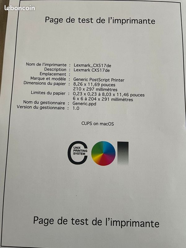 IMPRIMANTE LEXMARK LASER COULEUR-SCANNER/CX517de/TBE (image 3)