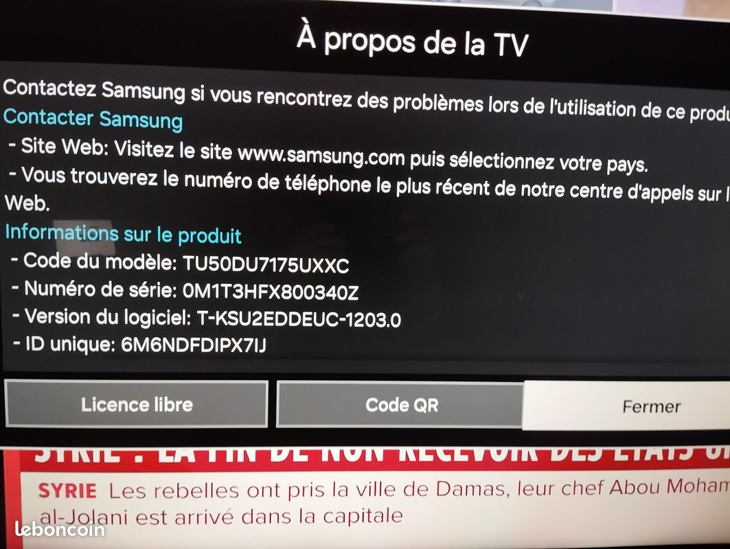 TV Samsung Crystal 4K UHD DU7100 . Novembre 2024 (ganantie jusqu'à novembre 2026) (image 4)