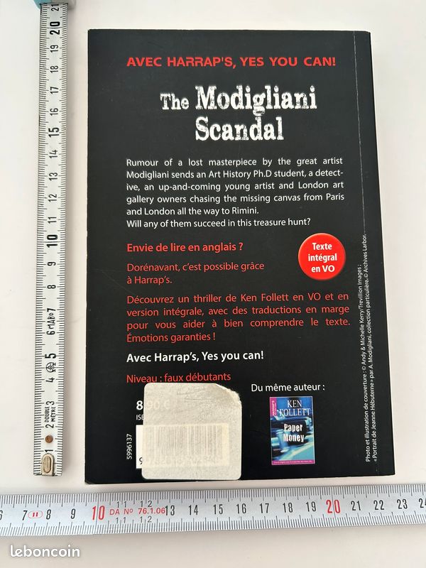 Livre en anglais Ken Follet The Modigliani scandal (image 2)