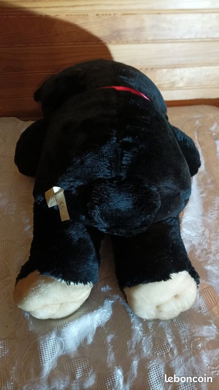 Grand ours en peluche – Noir & Beige – 60 cm (image 4)