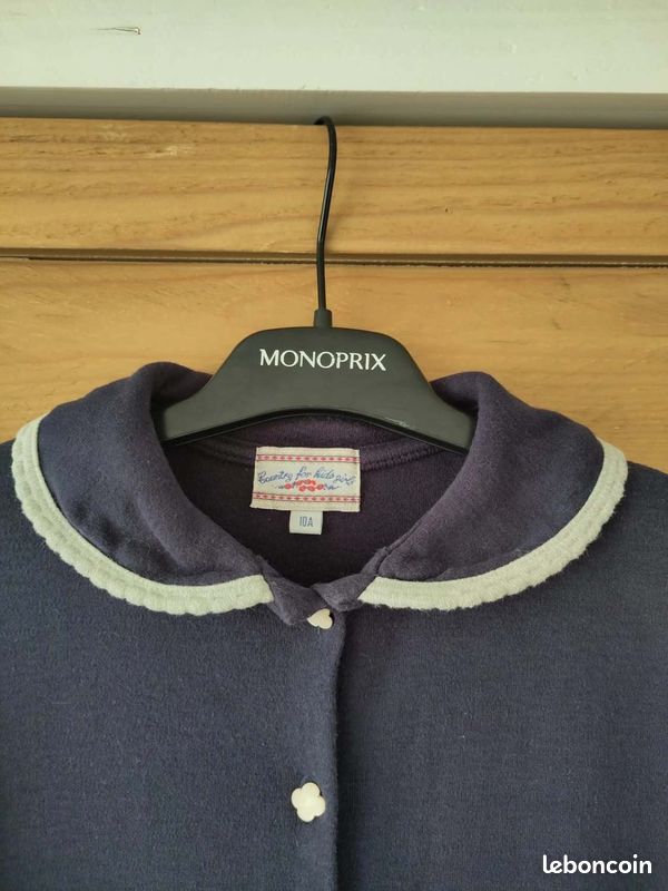 Robe vintage années 90 100% coton Country For Kids Girls bleu marine taille 10 ANS (image 6)