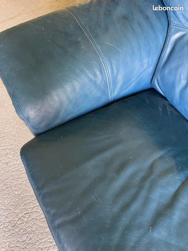 Canape cuir bleu (image 4)