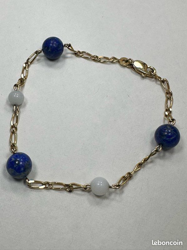 Bracelet Perles Lapis Lazuli Et Laiton Sur Mesure - Fait Main - Homme Ou Femme - Bleu