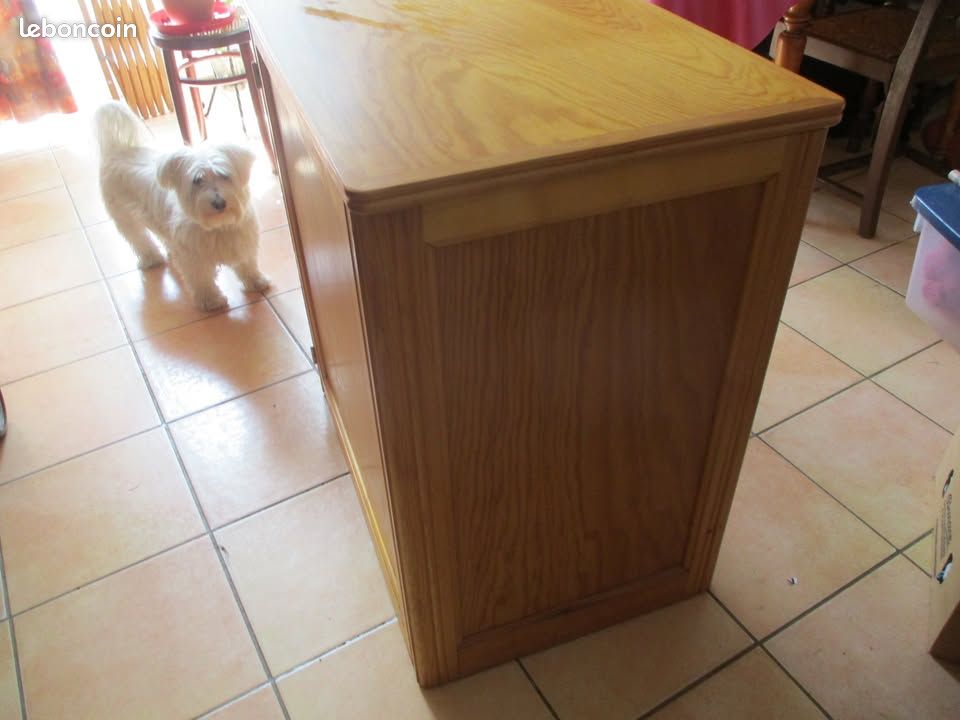 Meuble a roulettes caisson en fer habillé d'un coffre bois ht 77cm/larg 49cm/prof 72cm(50) (image 2)
