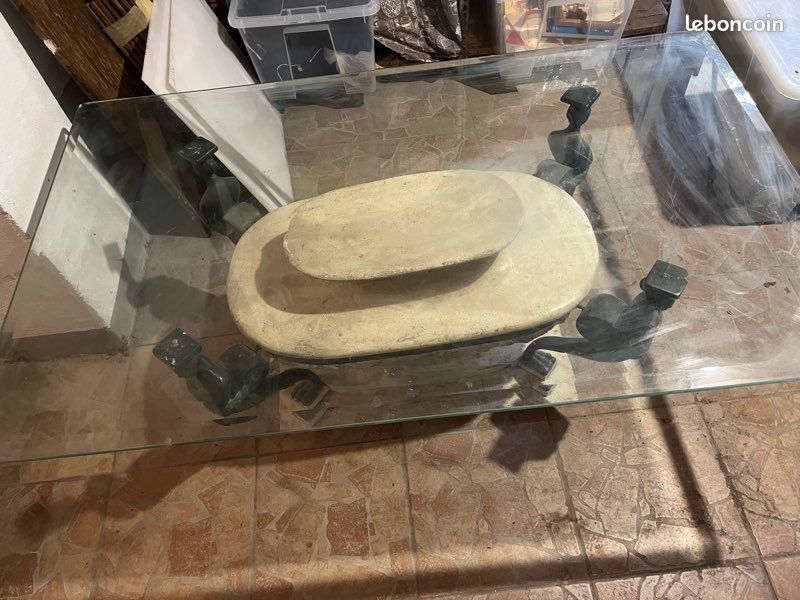 Table basse en marbre et fer forgé (image 2)