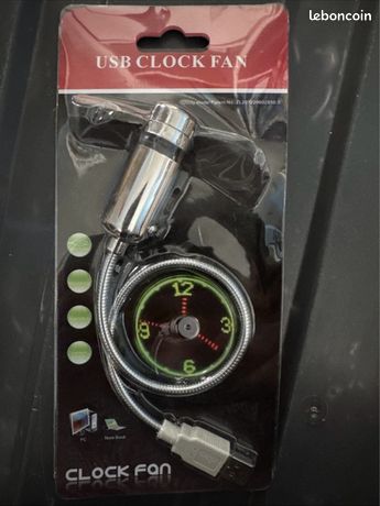 Mini Ventilateur USB Avec LED, Horloge, Col De Cygne Flexible, Neuf