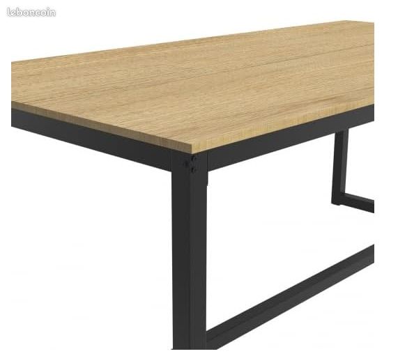 Table à Manger Rectangle 6 Personnes Design Industriel 120 cm (image 3)