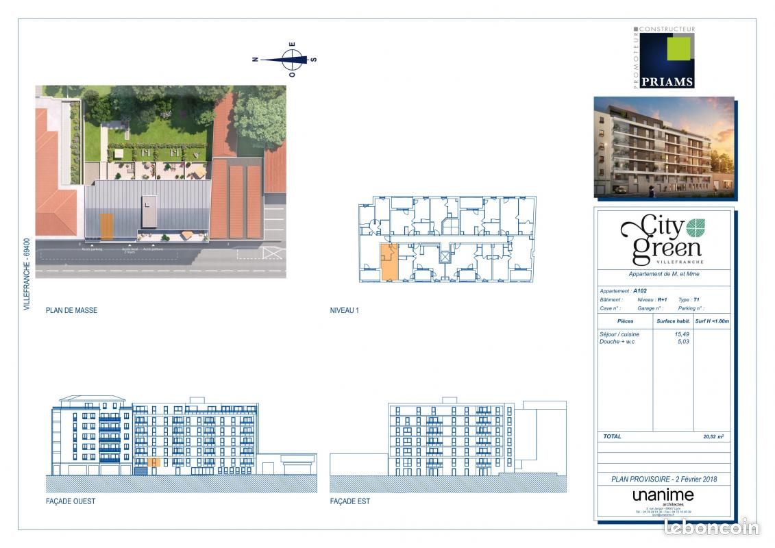 Appartement a louer villefranche-sur-saone - 1 pièce(s) - 20 m2 - Surfyn