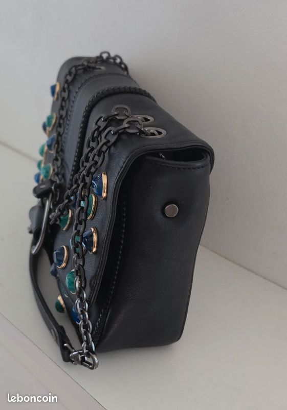 Sac Amazone de Longchamp en cuir avec pierres 3D rondes vert et bleu (image 4)