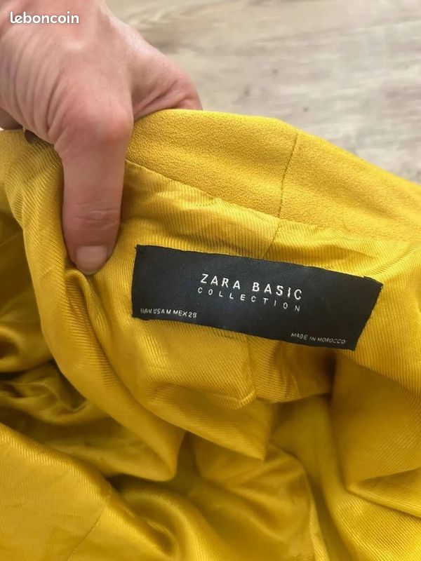 Blazer Long veste Zara Basic Jaune Moutarde Taille M 38 Élégant & Structuré (image 4)
