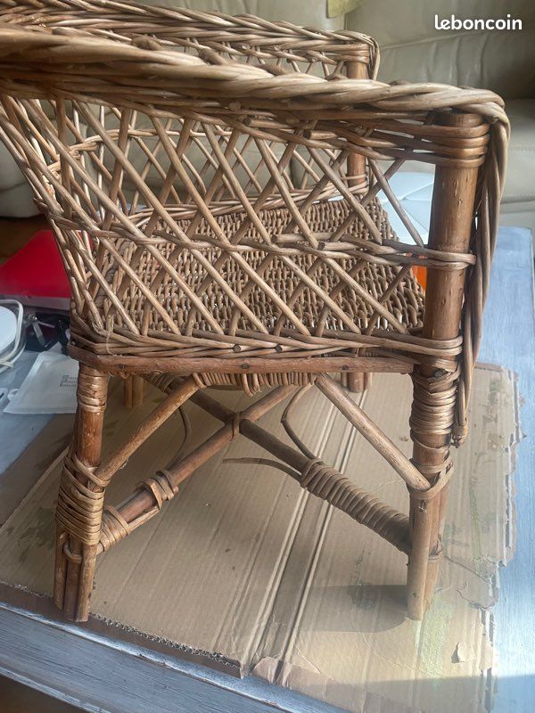 Fauteuil enfant en osier vintage (image 5)