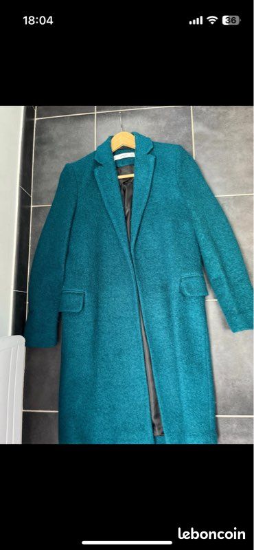 Manteau Long Manteau Bleu Canard Mango Manteau Mi Long De Chez