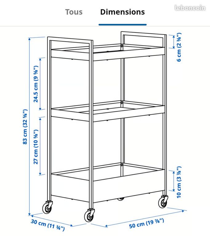 Étagère noire à roulettes Ikea (image 2)