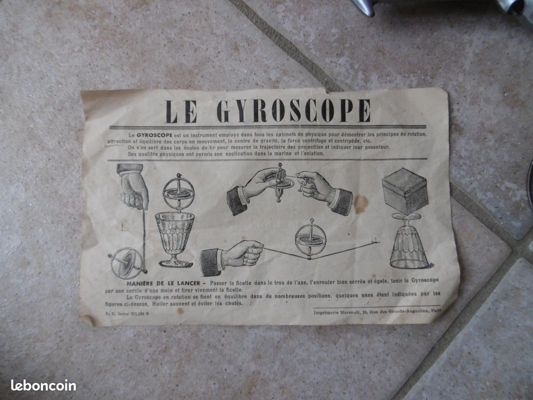 JEU ANCIEN ROTO-GYRE E.B. PARIS AVION SUR TOUR EIFFEL MÉCANISME GYROSCOPE