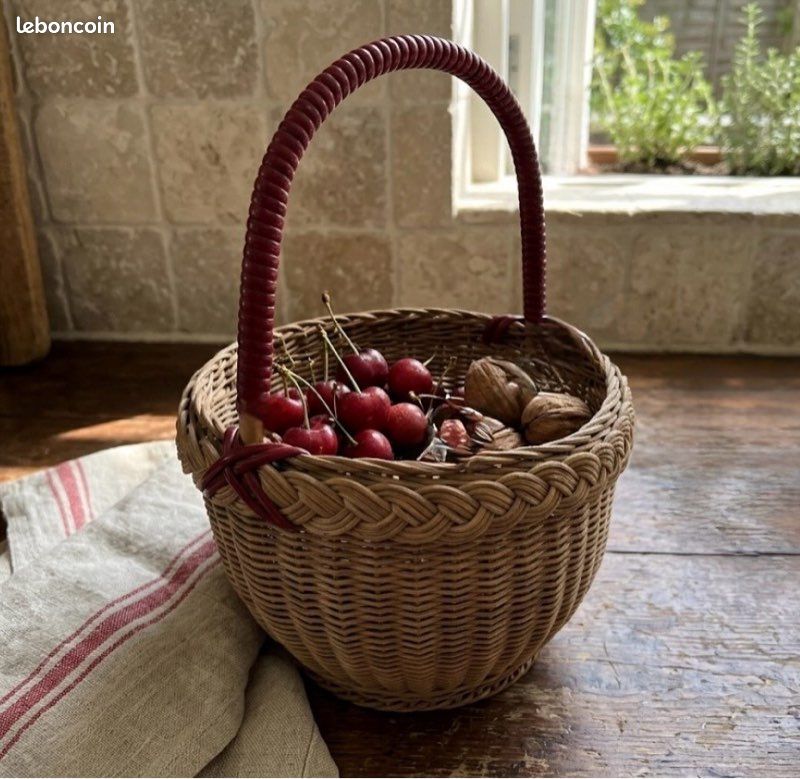 425 ⚜️ Décoration Ancien Petit Panier en Rotin et Osier