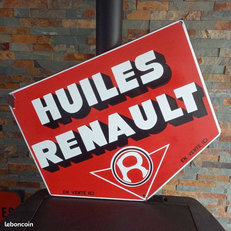 Plaque émaillée : HUILES RENAULT