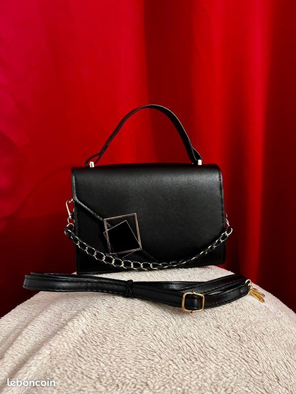 Sac à main bandoulière en cuir noir pour femme 3 styles en 1 (image 3)
