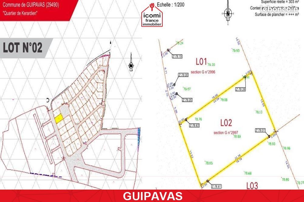 Terrain 303 m² · à Guipavas · 77 600 €