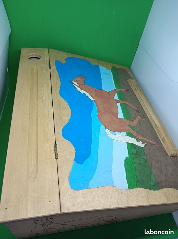 Bureau ancien pupitre écolier bois brut (image 5)