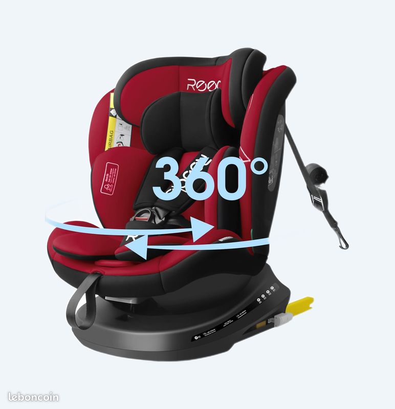Siege auto NEUF Reecle i-Size Siège Auto 360 Pivotant ISOFIX 40-150 cm, de la naissance à 12 ans (0-36 kg), ECE R129 (Rouge) (image 1)