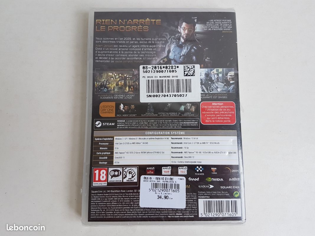 Jeu PC Neuf Deus Ex Mankind Divided Édition Day One (image 2)