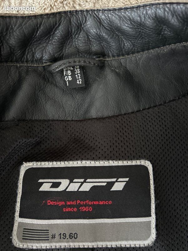 Blouson moto femme cuir véritable vintage – Taille 38 (image 3)