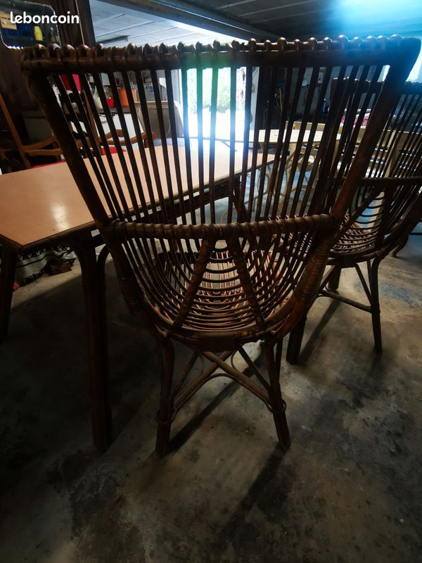 Table et 2 chaises rotin jardin (image 4)