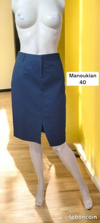 Jupe Manoukian Dégriffée - Taille 40, Bleu Nuit - Style Crayon En Jean/coton Mélangé, Occasion Très Bon état - Coupe Maternité