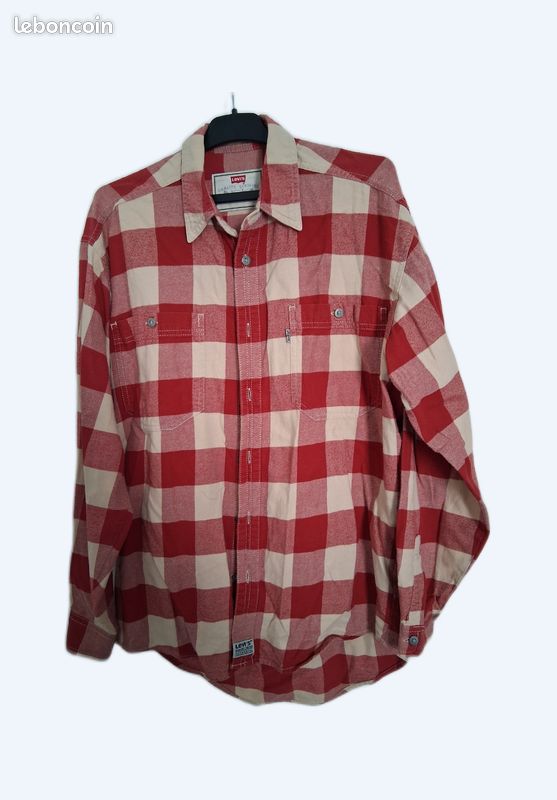 Chemise LEVIS S homme carreaux rouge et beige Vêtements