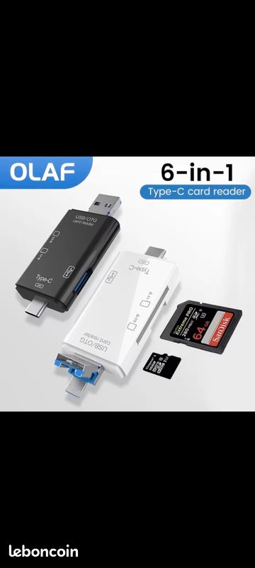 Adaptateur usb, usb-c, micro sd pour smartphone, ordinateur, véhicules (image 2)