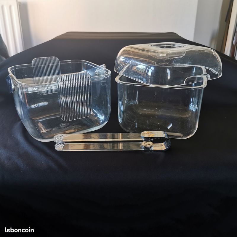 Seau à Glace Design En Lucite - Vintage Transparent - Objet Déco Bar