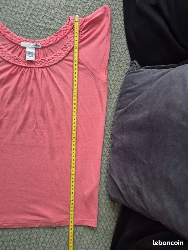 Tee-shirt 👕 femme. H&M. T : XS. Corail (image 10)