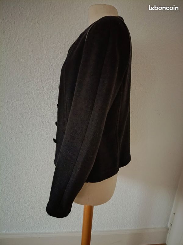 Veste En Laine Noire Gérard Darel Taille 40 - Occasion Très Bon état