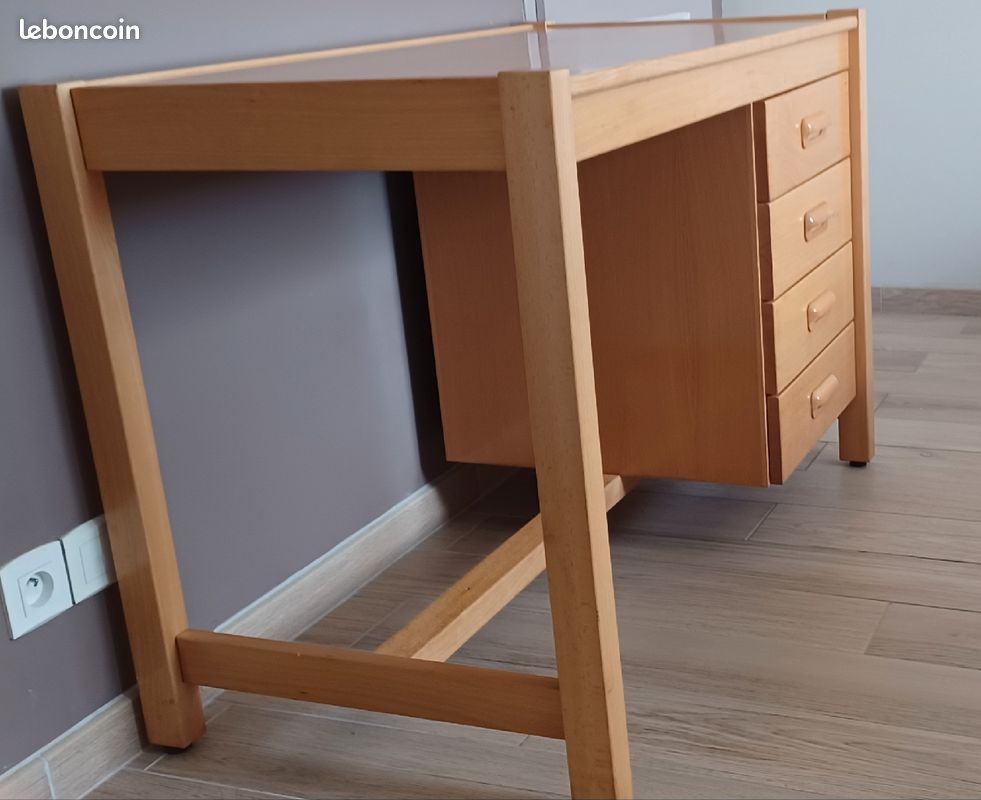 Bureau bois 4 tiroirs (image 4)