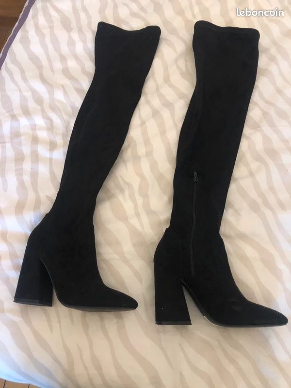 Cuissarde velours à talons noir - ASOS Desing T 38 (image 3)