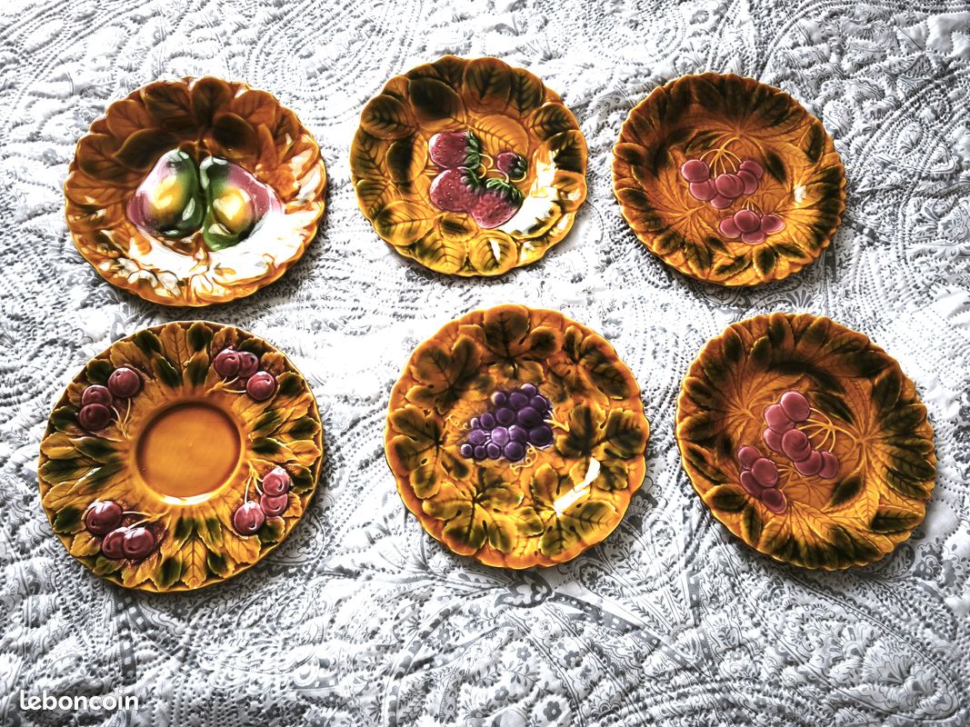 Lot assiettes desserts barbotine Sarreguemines (image 1)