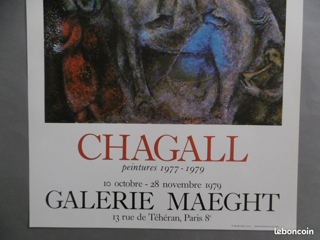 CHAGALL Marc AFFICHE ORIGINALE 1979 PEINTURES 1977-1979 Musicien violoniste musique art (image 3)